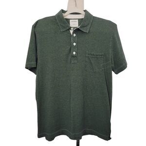 Billy Reid Polo Shirt Mens Large Green Short Sleeve Soft Cotton Casual Minimalis